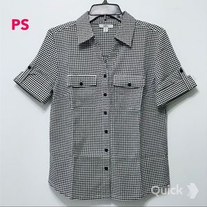 New Croft & Barrow Black Plaid Button Down Top